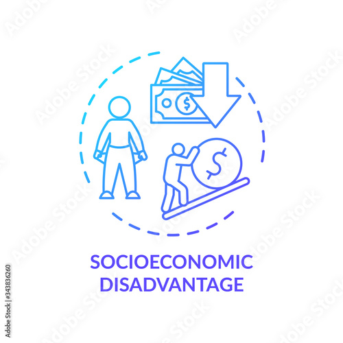 Socioeconomic disadvantage concept icon