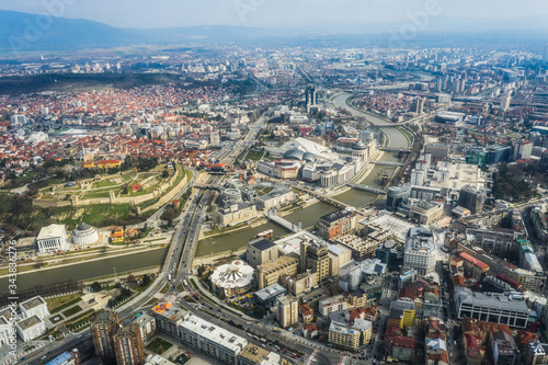 Aerial view of Skopje, North Macedonia