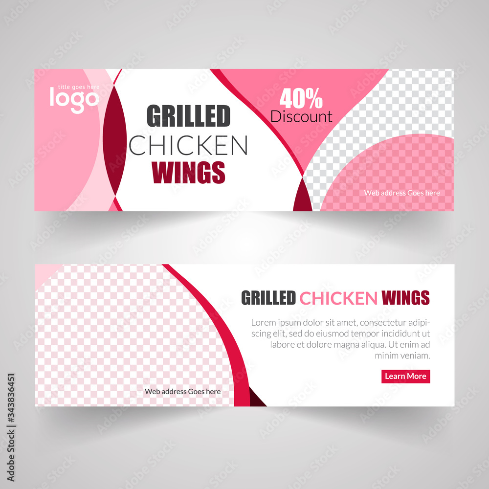 Naklejka premium Food & Restuaruant Concept web Bannar Design Template. 