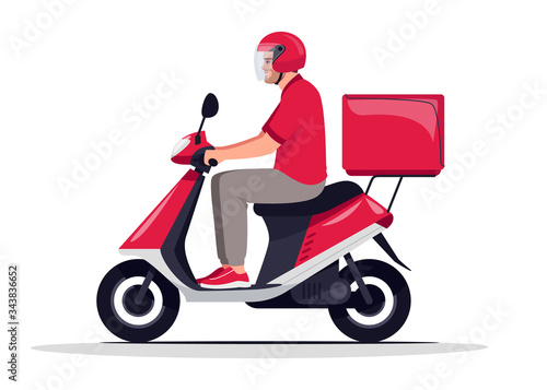 Urban food delivery semi flat RGB color vector illustration