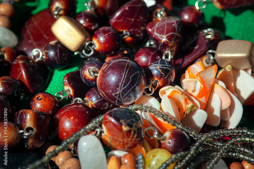 details of agate jewelry and beads 