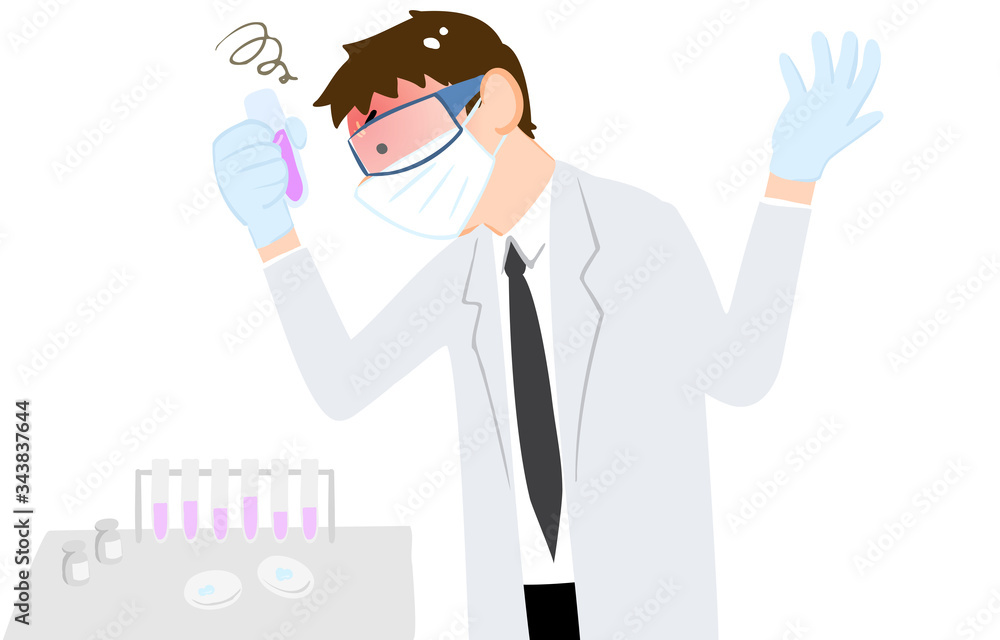 ワクチン開発をする男性のイラスト ワクチン開発をする男性のイラスト