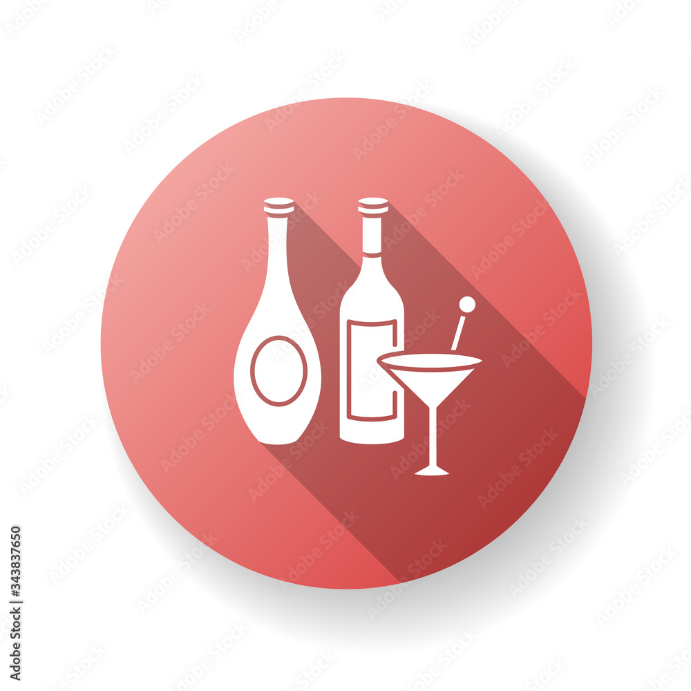 Wine and spirits red flat design long shadow glyph icon Wine and spirits red flat design long shadow glyph icon