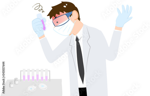 ワクチン開発をする男性のイラスト