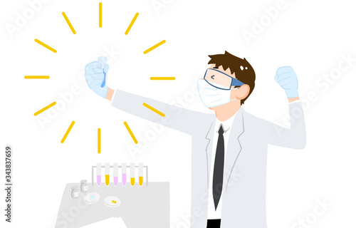 ワクチン開発をする男性のイラスト