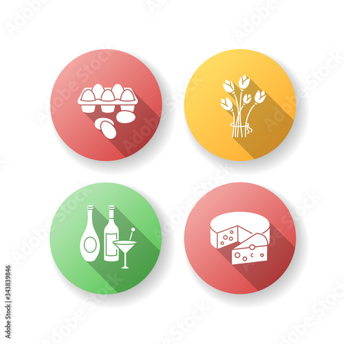 Retail products flat design long shadow glyph icons set