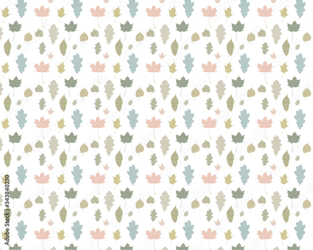 Isolated on white vector seamless pattern with autumn falling leaves