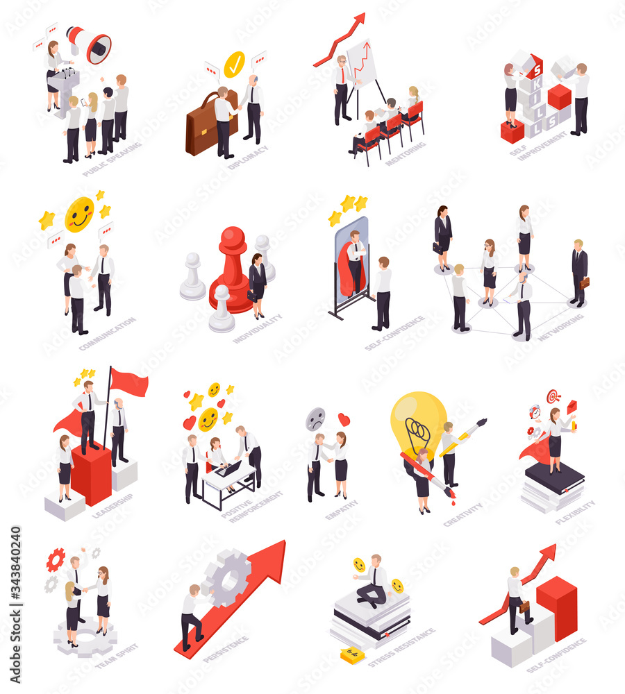 Soft Skills Isometric Icons Soft Skills Isometric Icons