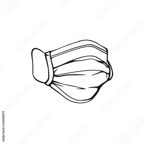 Doodle-style medical mask isolated on a white background. Hand drawn vector illustration. © Tatyana Olina