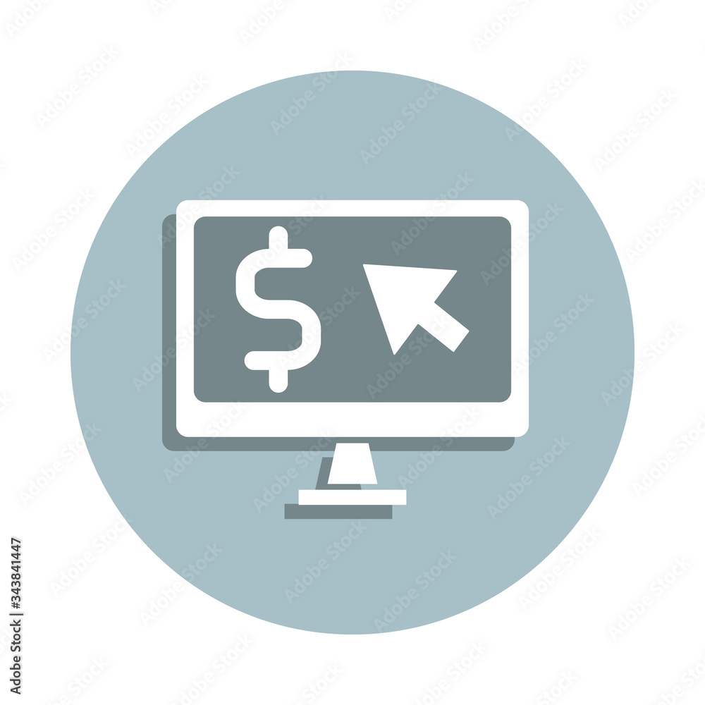 Pay per click badge icon. Simple glyph, flat vector of seo and development icons for ui and ux, website or mobile application Pay per click badge icon. Simple glyph, flat vector of seo and development icons for ui and ux, website or mobile application