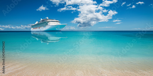 Luxury cruise ship at sea.