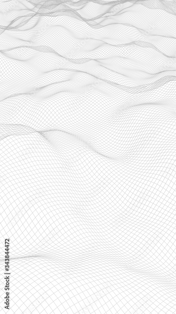 Abstract landscape on a white background. Cyberspace grid. hi tech network. 3d illustration. Vertical orientation Abstract landscape on a white background. Cyberspace grid. hi tech network. 3d illustration. Vertical orientation