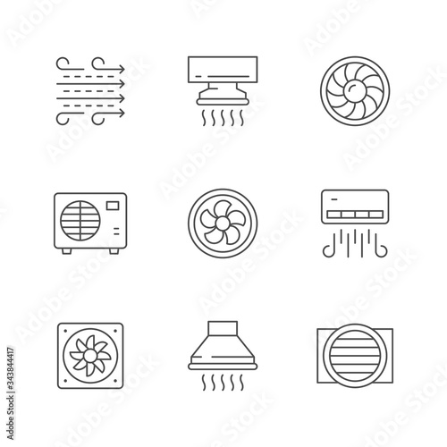 Set line icons of ventilation