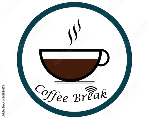 Fototapeta Naklejka Na Ścianę i Meble -  cup of coffee tea and smoke with steam line icon,coffee break