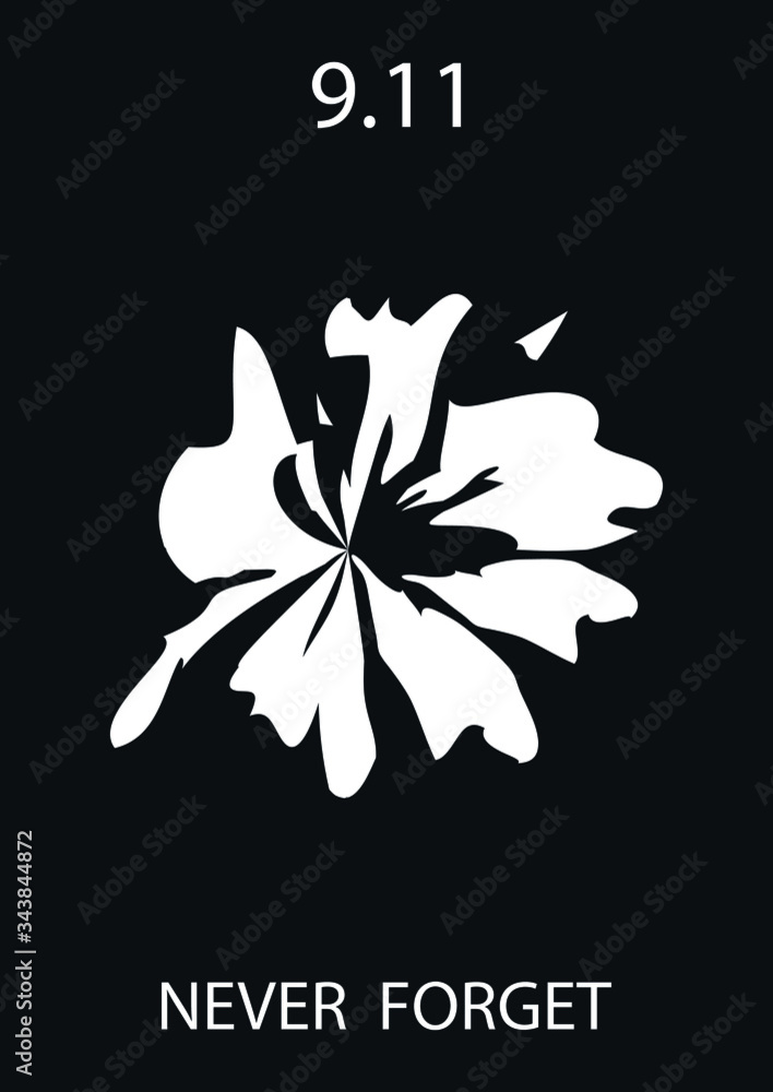 Patriot day 11 september typography flower emblem sign icon 9-11 logo ...