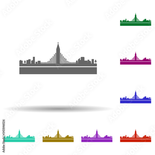 Reykjavik detailed skyline multi color icon. Simple glyph, flat vector of cities icons for ui and ux, website or mobile application