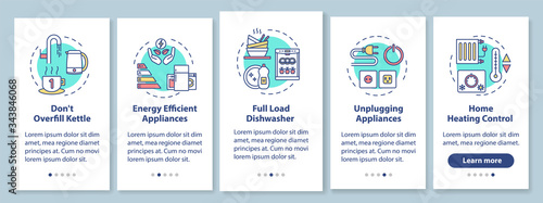 Energy efficiency onboarding mobile app page screen with concepts