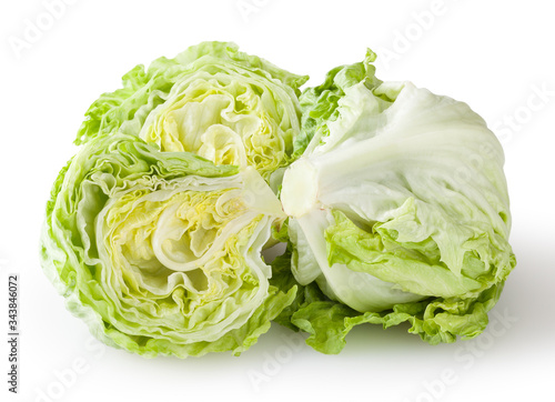 Fresh iceberg lettuce isolated on white background with clipping path