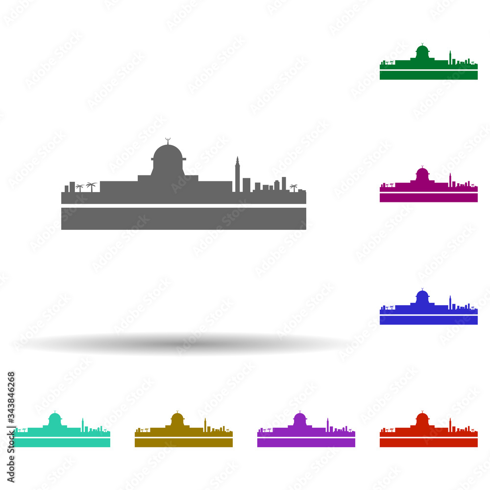 Fototapeta premium Jerusalem detailed skyline multi color icon. Simple glyph, flat vector of cities icons for ui and ux, website or mobile application