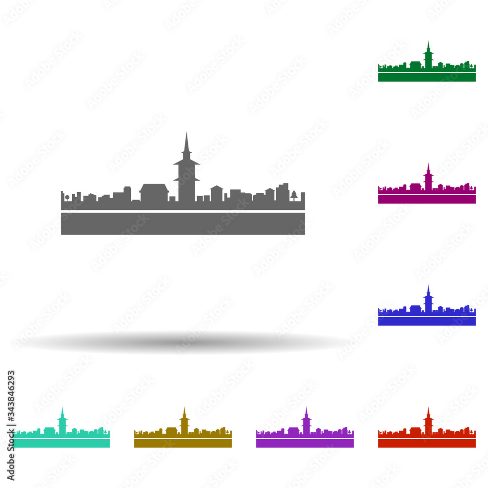 Fototapeta premium Bern detailed skyline multi color icon. Simple glyph, flat vector of cities icons for ui and ux, website or mobile application