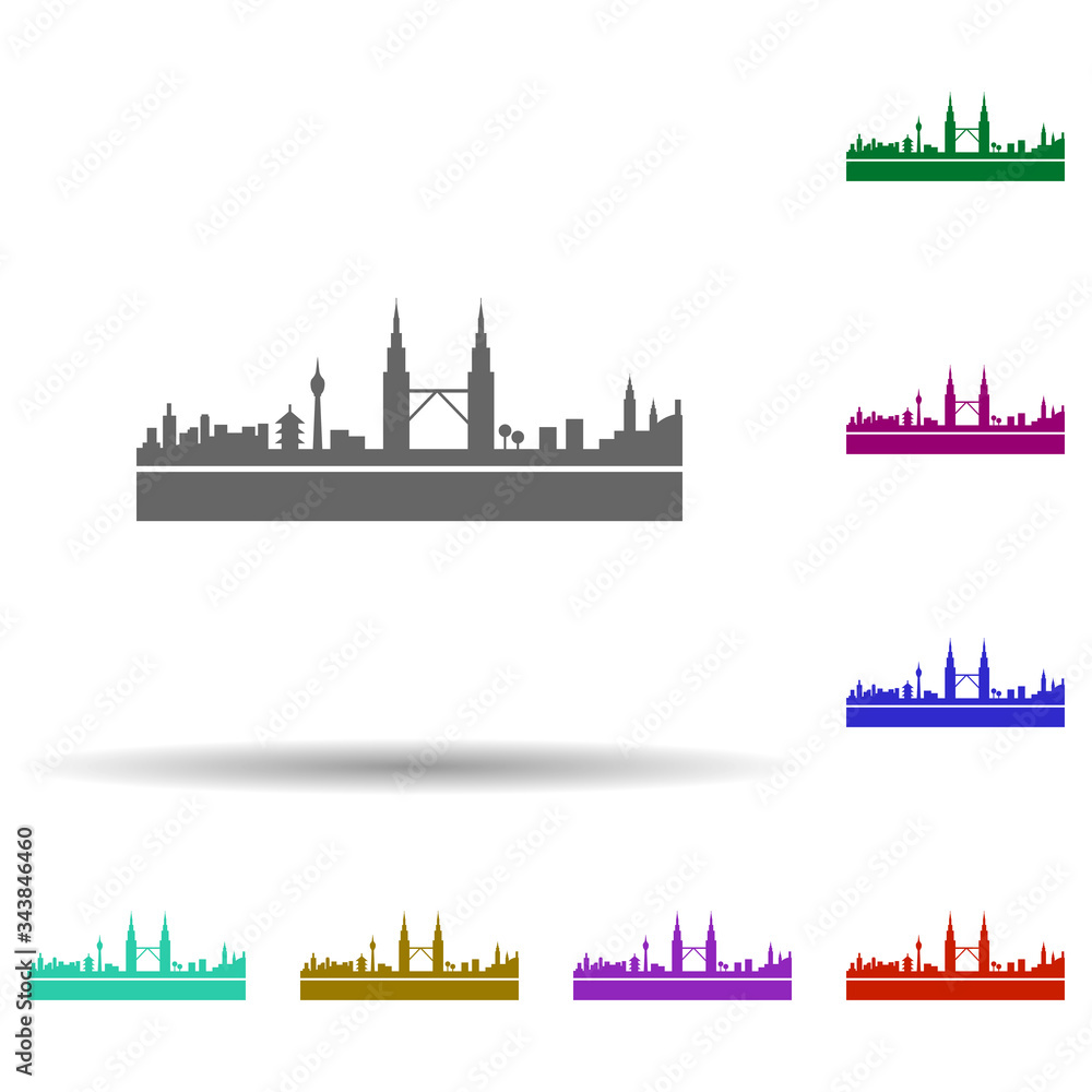 Kuala lumpur detailed skyline multi color icon. Simple glyph, flat vector of cities icons for ui and ux, website or mobile application Kuala lumpur detailed skyline multi color icon. Simple glyph, flat vector of cities icons for ui and ux, website or mobile application