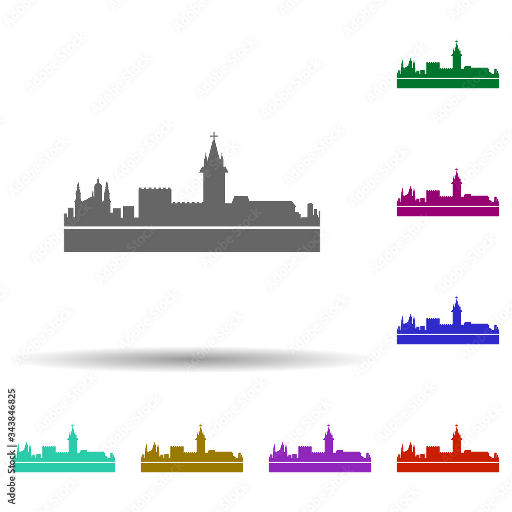 Obraz premium Granada detailed skyline multi color icon. Simple glyph, flat vector of cities icons for ui and ux, website or mobile application