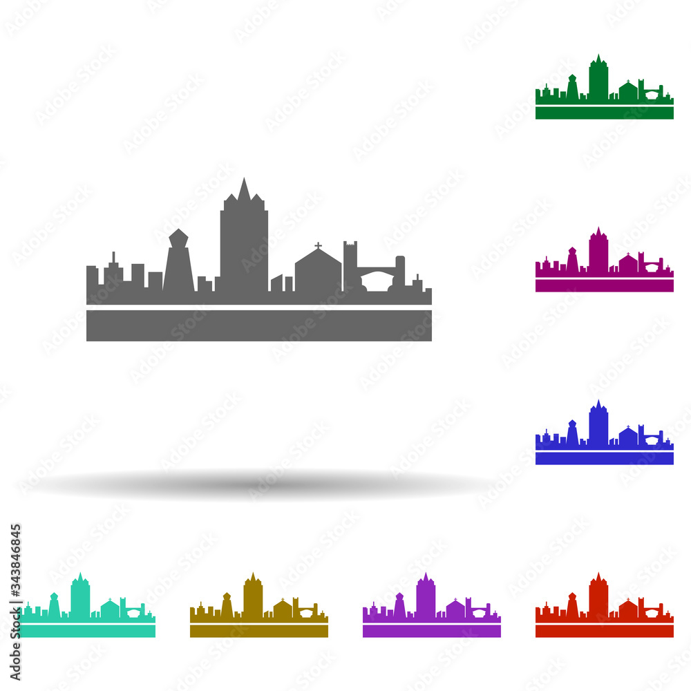 Zimbabwe detailed skyline multi color icon. Simple glyph, flat vector of cities icons for ui and ux, website or mobile application