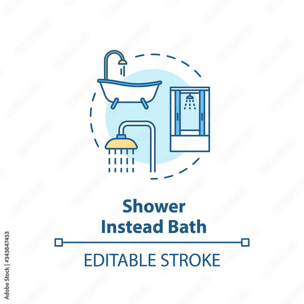Shower instead bath concept icon Shower instead bath concept icon