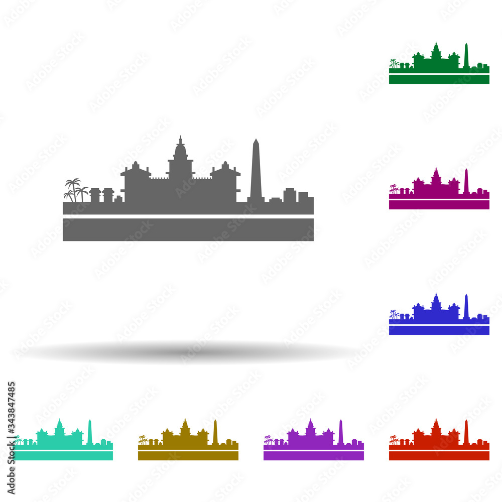 Naklejka premium Buenos aires detailed skyline multi color icon. Simple glyph, flat vector of cities icons for ui and ux, website or mobile application