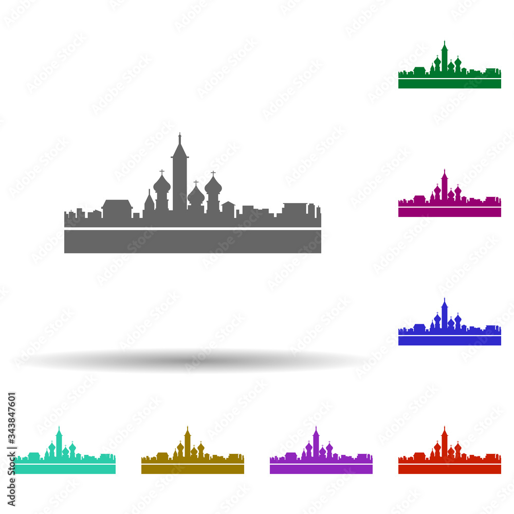 Moscow detailed skyline multi color icon. Simple glyph, flat vector of cities icons for ui and ux, website or mobile application