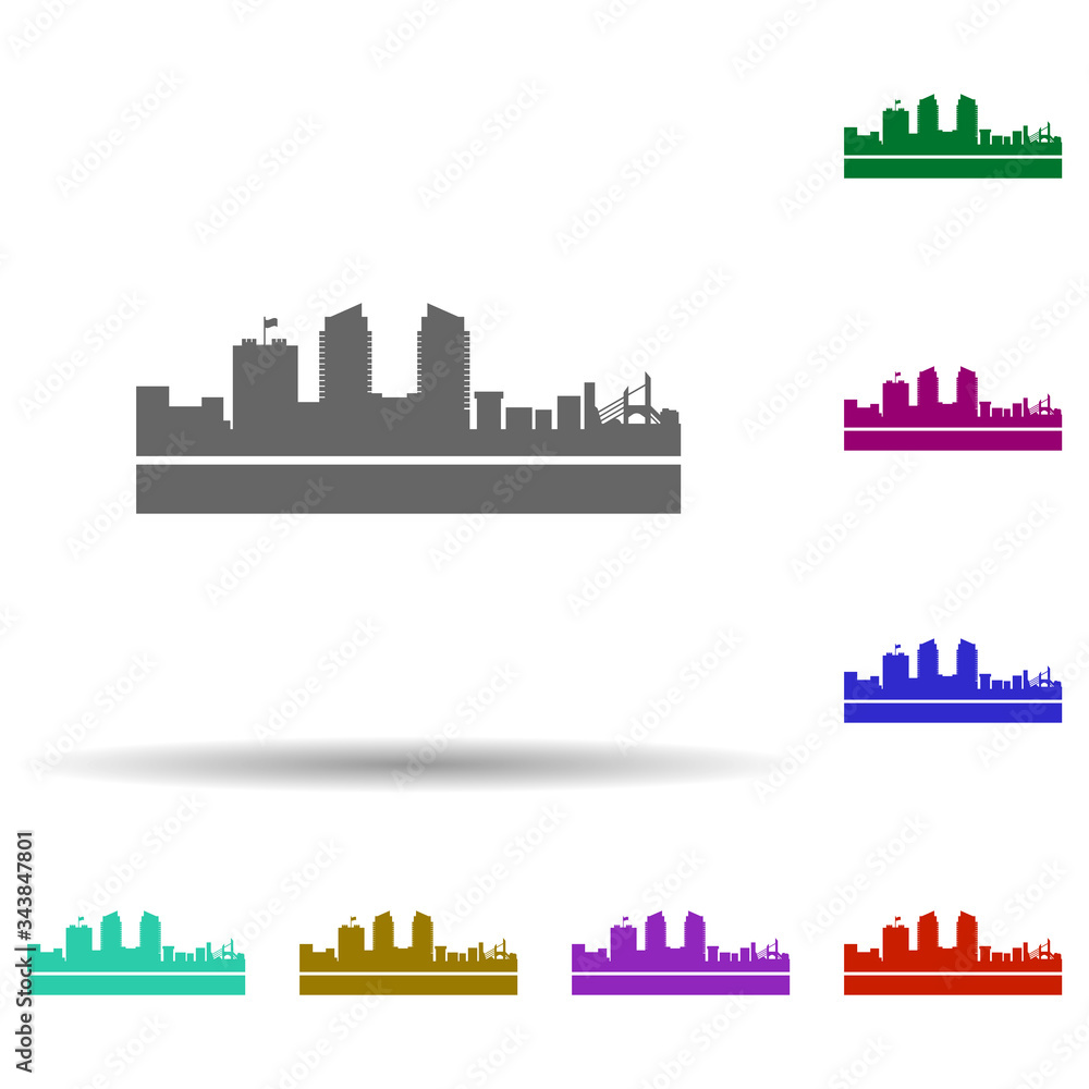 San jose detailed skyline multi color icon. Simple glyph, flat vector of cities icons for ui and ux, website or mobile application