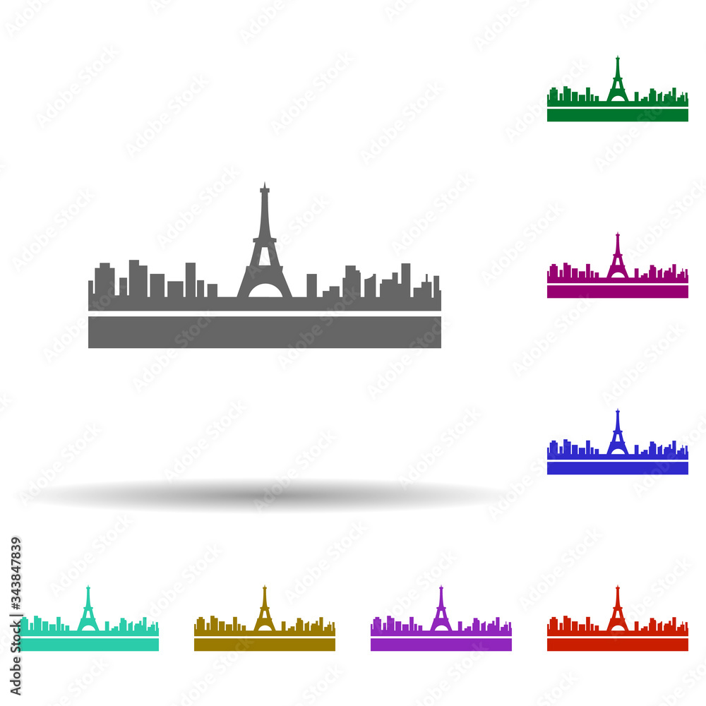 Paris detailed skyline multi color icon. Simple glyph, flat vector of cities icons for ui and ux, website or mobile application