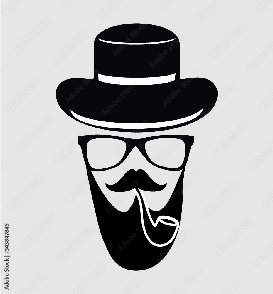 Brooklyn hipster icon print embroidery graphic design vector art