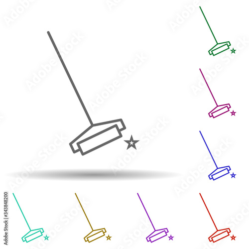 Floor mop multi color icon. Simple thin line, outline vector of cleaning icons for ui and ux, website or mobile application
