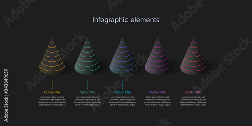 Business process chart infographics with 5 steps in neumorphism design. Square corporate workflow graphic elements. Company flowchart presentation slide template. Vector info graphic.