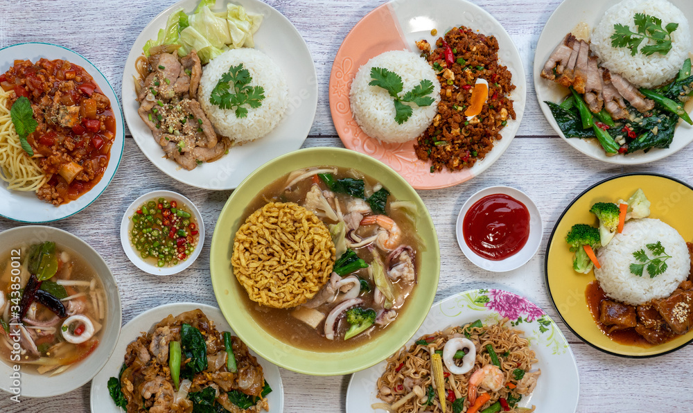 Thai Food Mixed Dishes Wide Selection Thai Food Mixed Dishes Wide Selection
