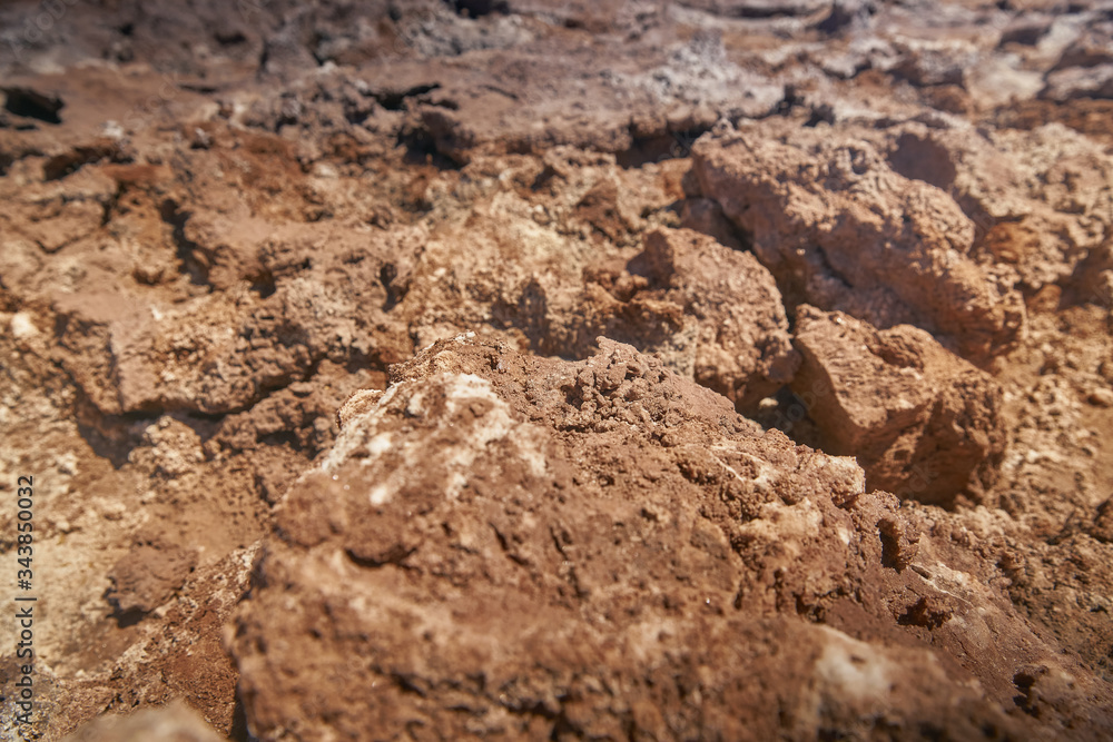 Eroded soil at the Hidden Lagoons of Baltinache. San Pedro de Atacama, Antofagasta - Chile. Desert. Andes Range & Route B241.. Eroded soil at the Hidden Lagoons of Baltinache. San Pedro de Atacama, Antofagasta - Chile. Desert. Andes Range & Route B241..