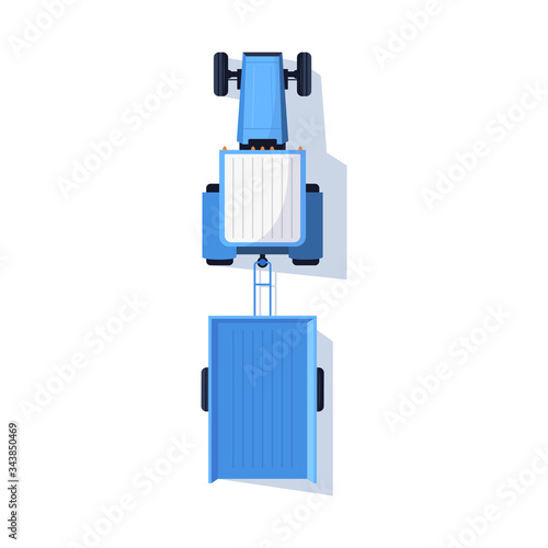 Tractor with trailer semi flat RGB color vector illustration