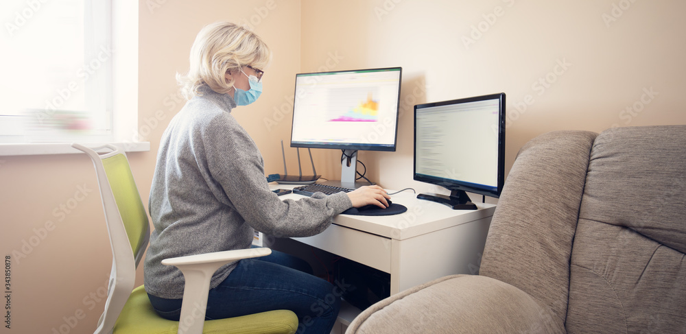 woman working at home with little child. woman working at home with little child.
