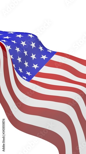 Waving flag of the United States of America. Stars and Stripes. State symbol of the USA. 3D illustration