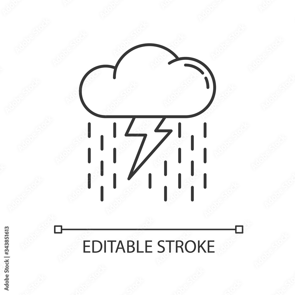 Heavy showers pixel perfect linear icon Heavy showers pixel perfect linear icon