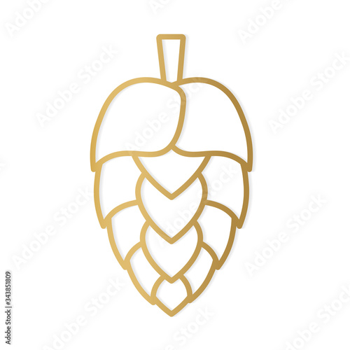 golden hop cone icon- vector illustration