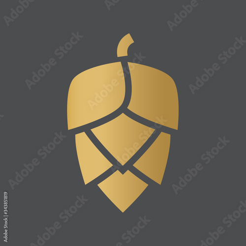 golden hop cone icon- vector illustration