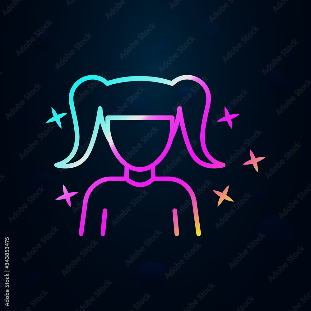 Child girl avatar nolan icon. Simple thin line, outline vector of avatar icons for ui and ux, website or mobile application Child girl avatar nolan icon. Simple thin line, outline vector of avatar icons for ui and ux, website or mobile application