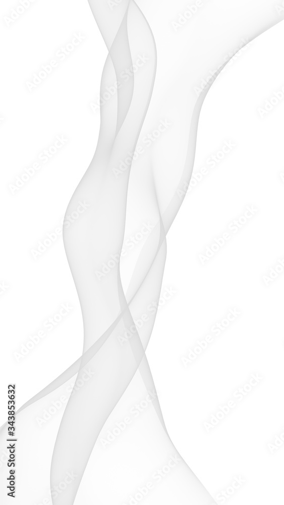 Fototapeta premium White abstract background. Fluttering white scarf. Waving on wind white fubric. 3D illustration