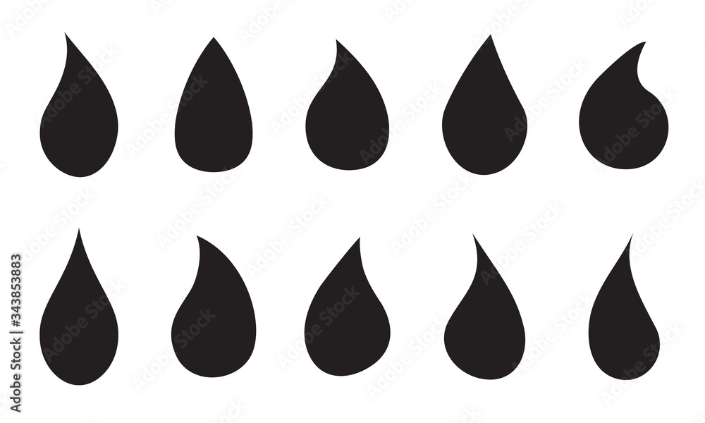 Vector simple water drop icon set. Black droplet shapes collection Vector simple water drop icon set. Black droplet shapes collection