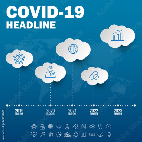 Covid-19 Coronavirus vector icon sign banner.infographic for presentation.Coronavirus outbreak in the world.
