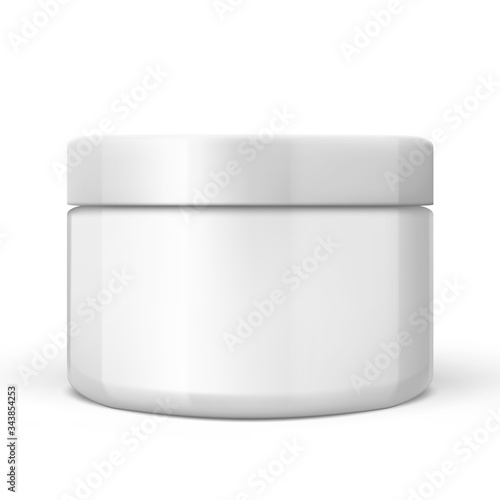 3D White Glossy Plastic Jar With Lid