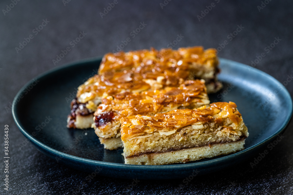 Scandinavian Dessert Swedish Tosca Cake Slices / Toscakaka. Scandinavian Dessert Swedish Tosca Cake Slices / Toscakaka.