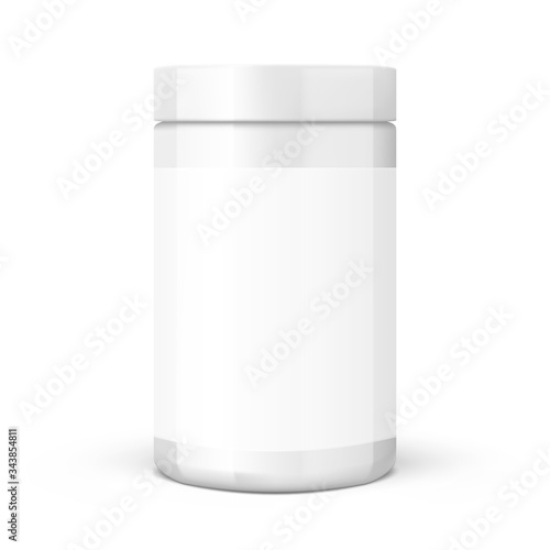 3D White Glossy Plastic Jar With Lid And Label